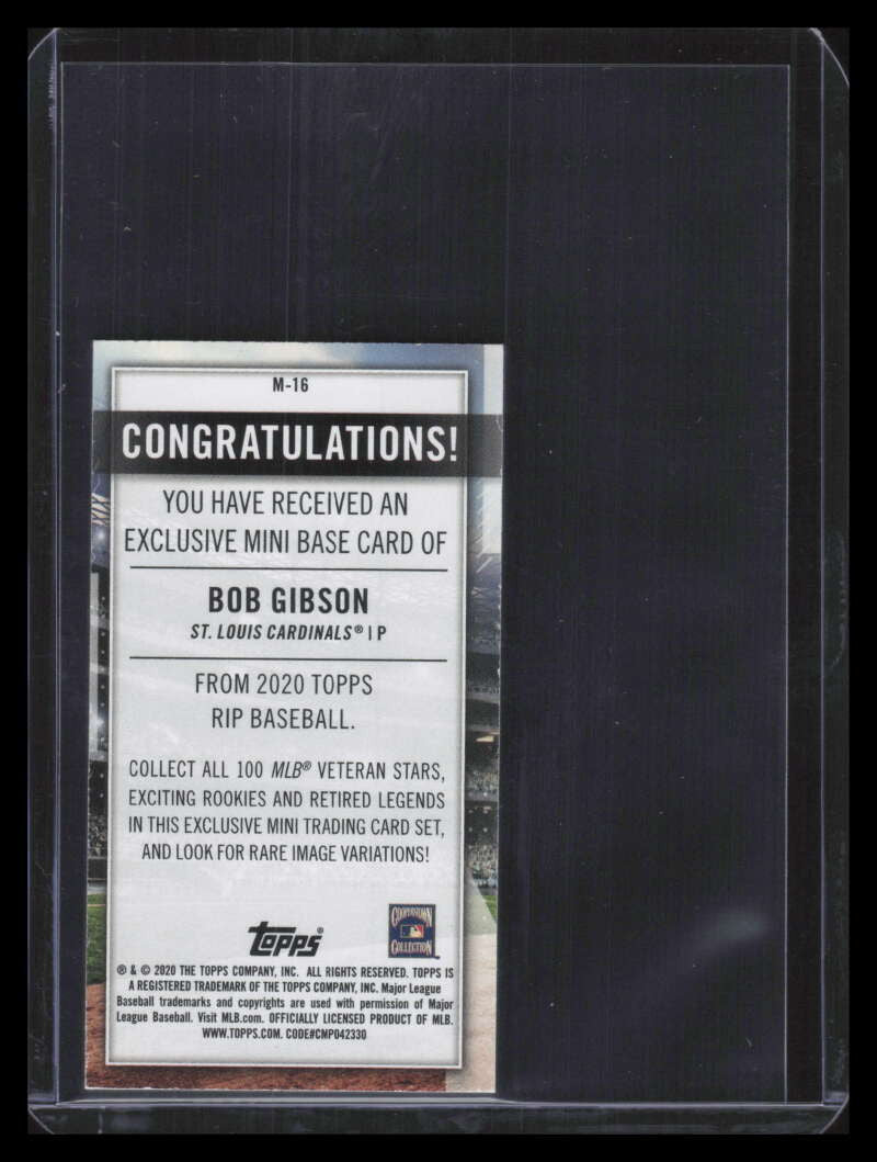 2020 Topps Rip Mini Black m16 Bob Gibson 28/40