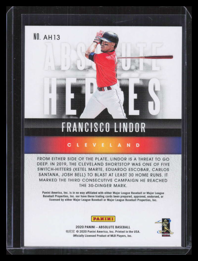 2020 Absolute Absolute Heroes Spectrum Purple 13 Francisco Lindor 21/25