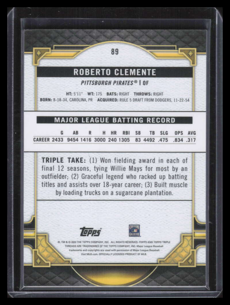 2022 Topps Triple Threads Emerald 89 Roberto Clemente 169/259
