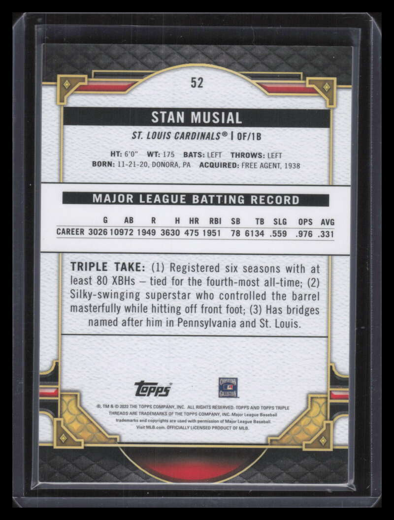 2022 Topps Triple Threads Gold 52 Stan Musial 99/99