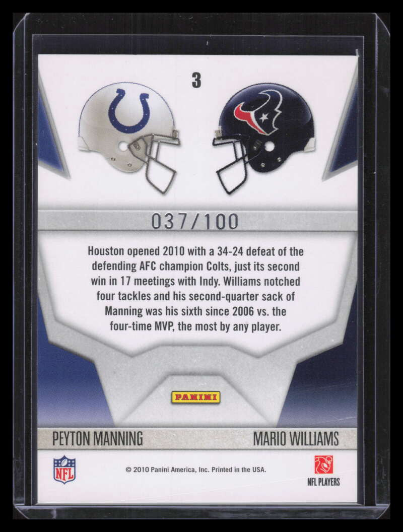 2010 Panini Gridiron Gear Crash Course Gold 3 Williams Peyton Manning 37/100