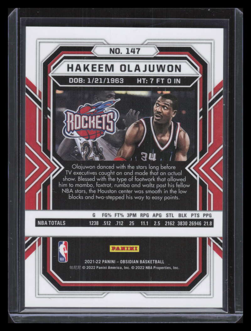 2021-22 Panini Obsidian Electric Etch Purple 147 Hakeem Olajuwon 68/99