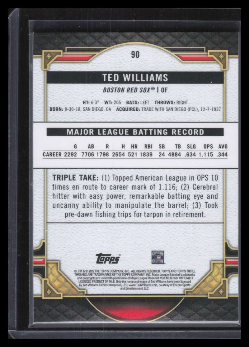 2022 Topps Triple Threads Amethyst 90 Ted Williams 168/299