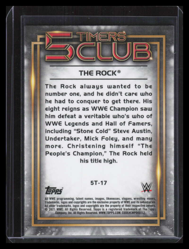 2021 Topps Chrome WWE 5 Timers Club 5t17 The Rock