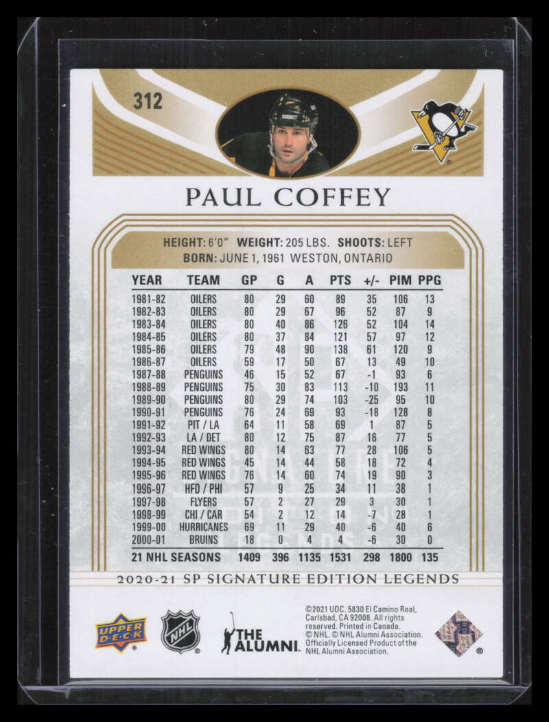 2020-21 SP Signature Legends Gold 312 Paul Coffey SP