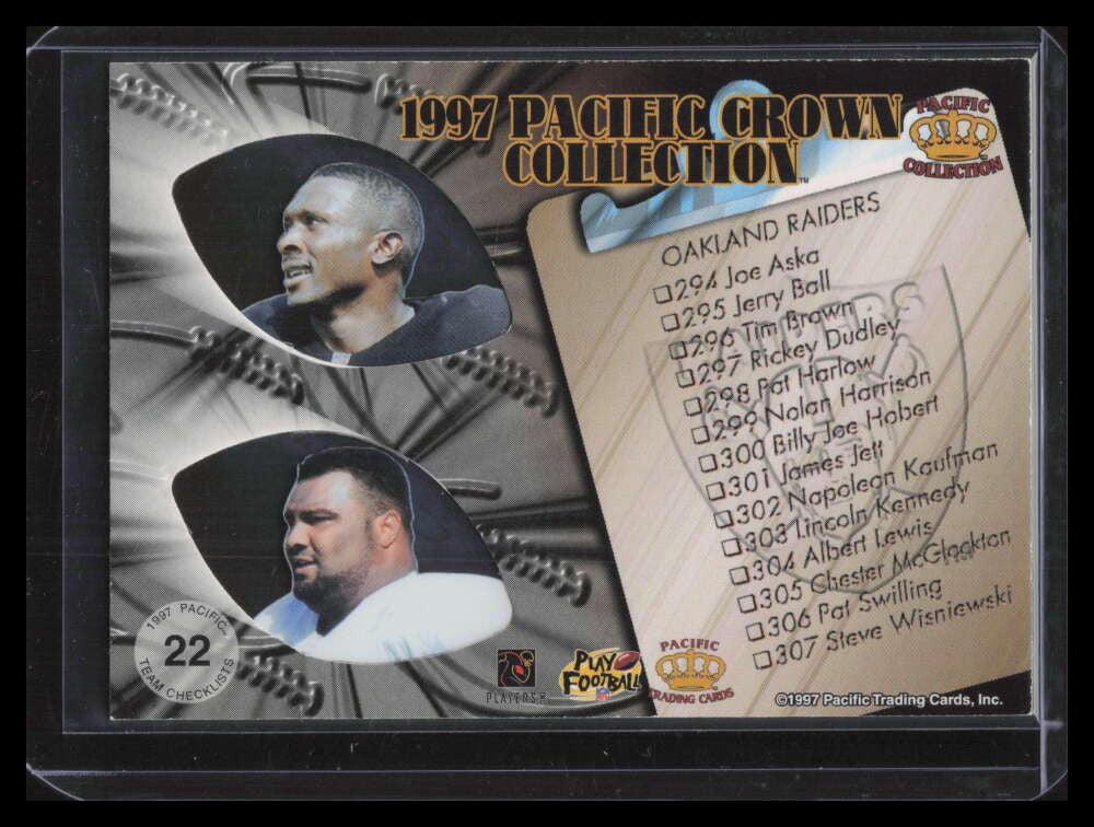 1997 Pacific Team Checklists 22 Napoleon Kaufman Chester McGlockton Tim Brown