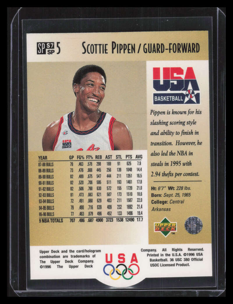 1996 Upper Deck USA SP Career Statistics Gold s7 Scottie Pippen