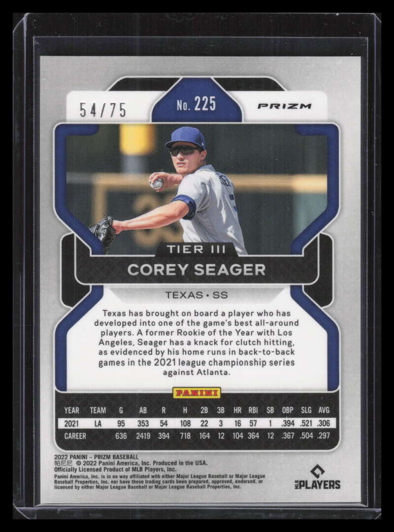 2022 Panini Prizm Prizms Power Plaid Refractor 225 Corey Seager 54/75