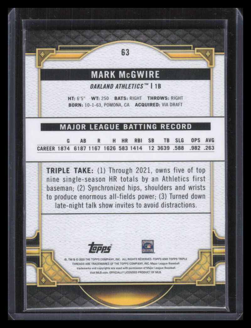 2022 Topps Triple Threads Emerald 63 Mark McGwire 146/259