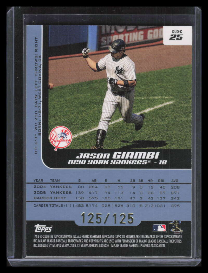 2006 Topps Co-Signers Changing Faces Blue 25c Jason Giambi Derek Jeter 125/125