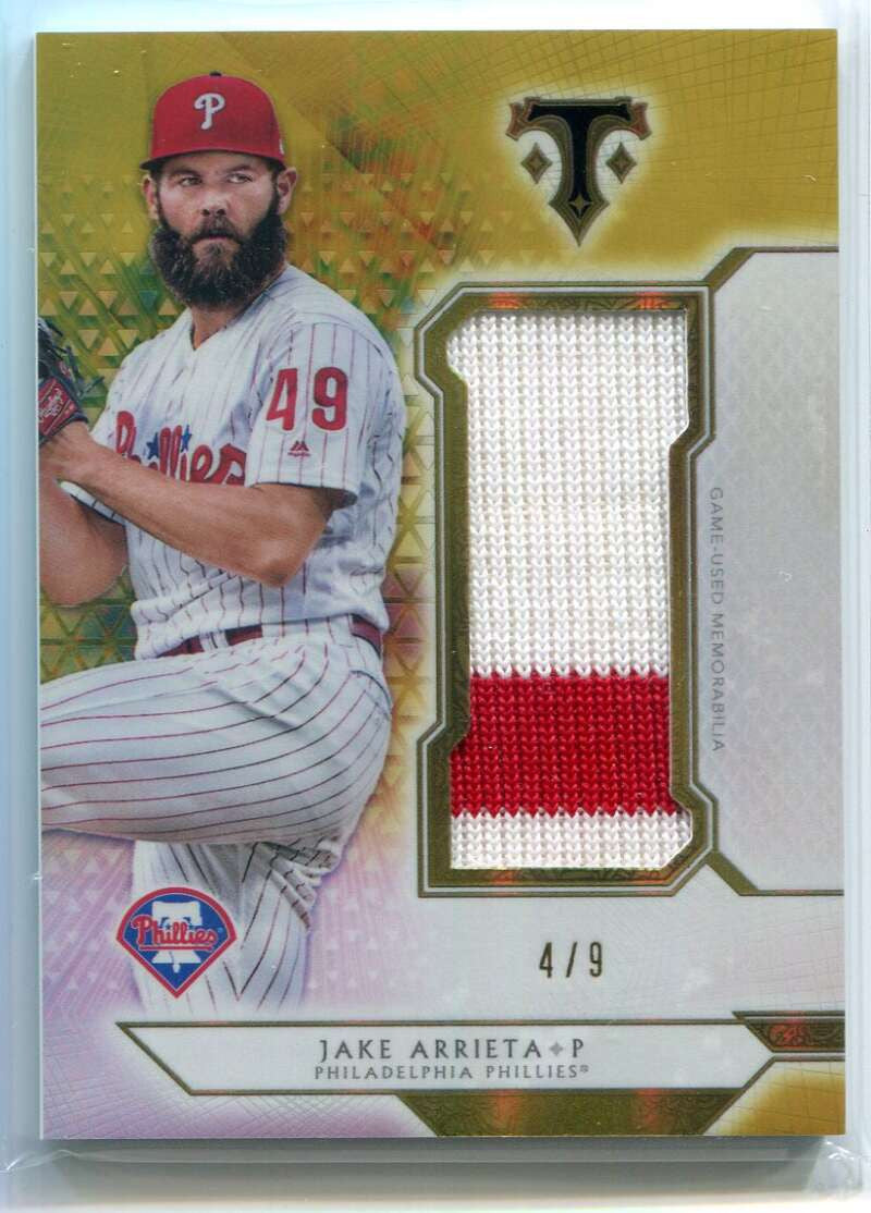 2018 Topps Triple Threads Unity Jumbo Relics Gold srja3 Jake Arrieta Patch 4/9