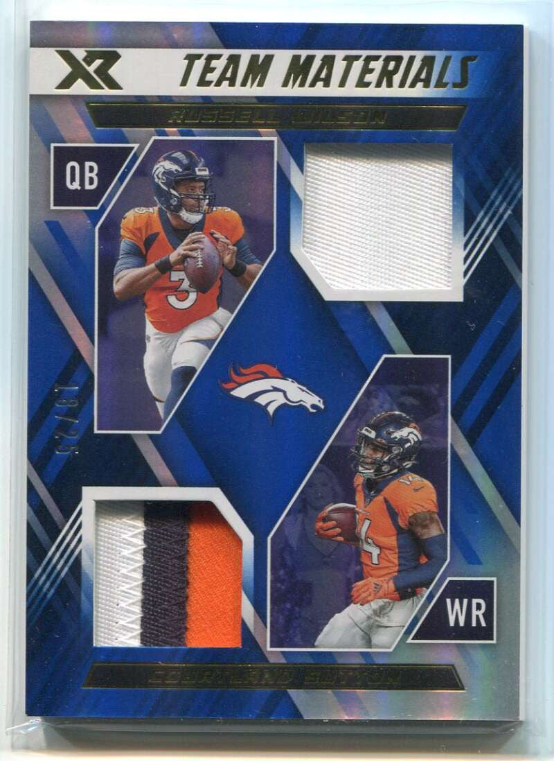 2022 Panini XR Team Materials Blue 25 Sutton Russell Wilson Dual Patch 18/25