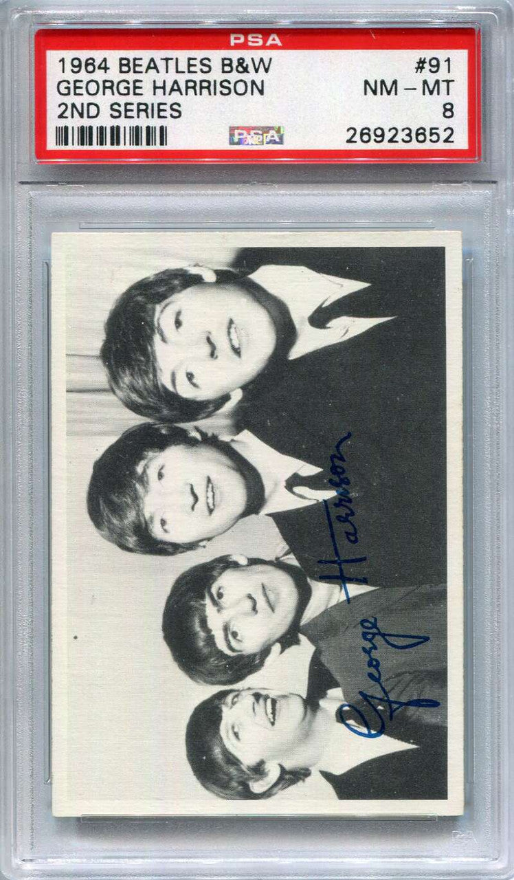 SOLD 133212 1964 O-Pee-Chee Beatles Black and White 91 George Harrison 2nd Series PSA 8
