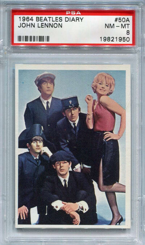 1964 Topps The Beatles Diary 50a John Lennon , Paul, George, Ringo PSA 8 NM-MT