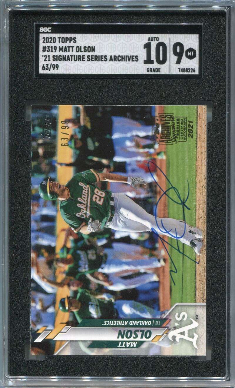 2021 Topps Archives Signature Series Matt Olson Auto 63/99 2020 SGC 9 MT 10