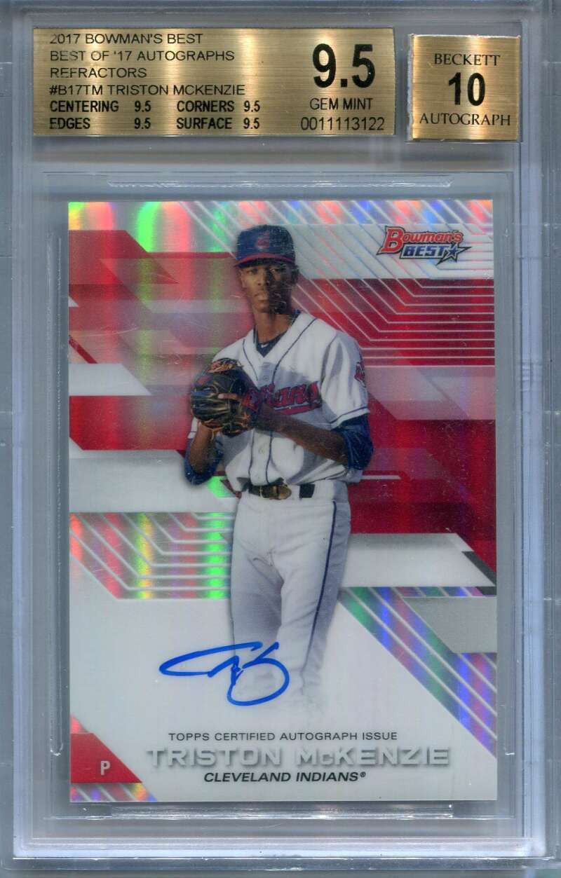 DELETE 133233 2017 Bowman's Best Autographs Refractor Triston McKenzie Rookie Auto BGS 9.5 10