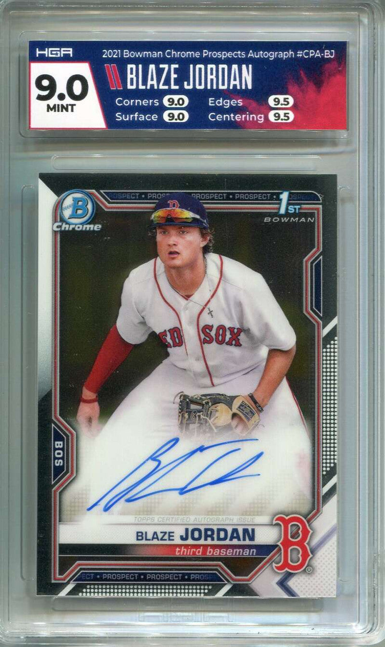 DELETE 133238 2021 Bowman Chrome Prospect Autographs CPABJ Blaze Jordan Rookie Auto HGA 9 MINT