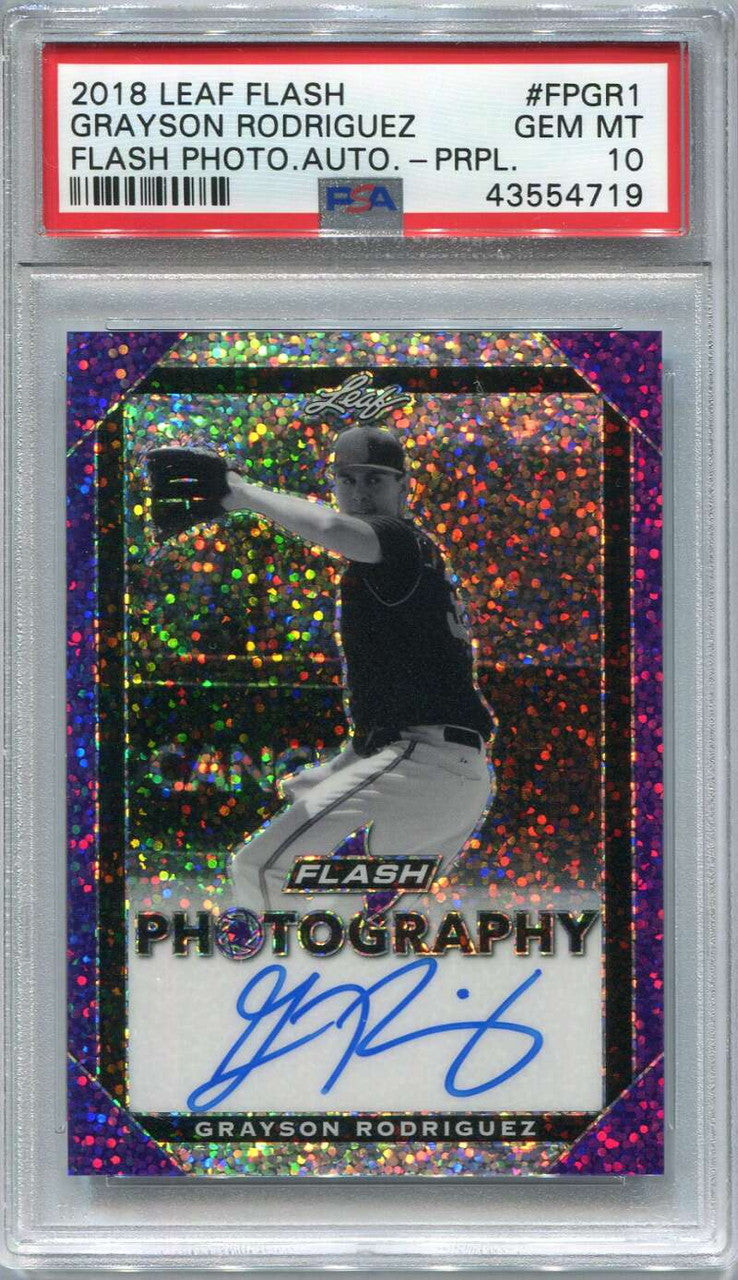 2018 Leaf Flash Photography Purple Grayson Rodriguez Rookie Auto 18/25 PSA 10