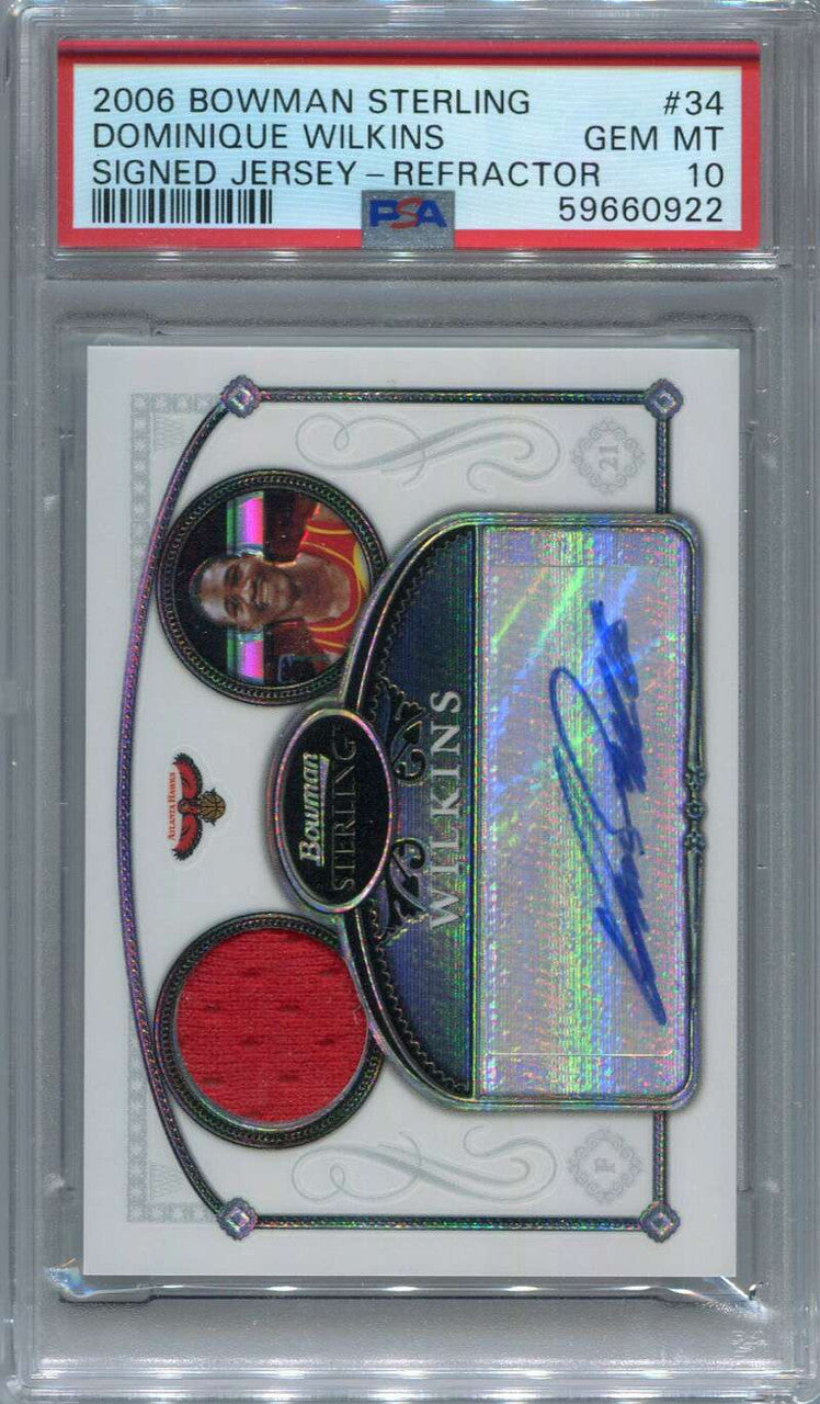 2006-07 Bowman Sterling Refractor Dominigue Wilkins Jersey Auto 188/199 PSA 10