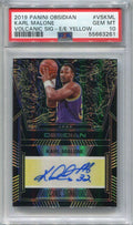 2019 Panini Obsidian Volcanic Electric Etch Yellow Karl Malone Auto 3/10 PSA 10