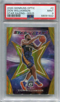 2020-21 Donruss Optic Star Gazing Gold Refractor 2 Zion Williamson 4/10 PSA 9