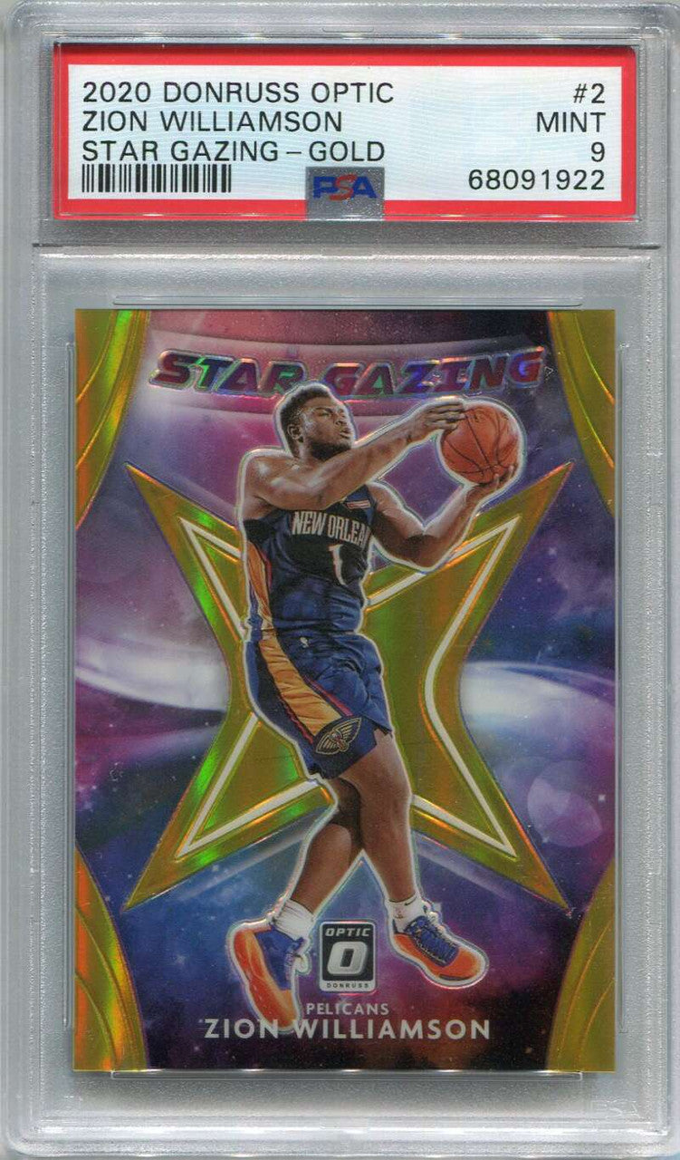 2020-21 Donruss Optic Star Gazing Gold Refractor 2 Zion Williamson 4/10 PSA 9