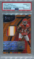 2021 Select Prizm Neon Orange Cornell Powell Rookie Patch Auto 23/25 PSA 9 MINT