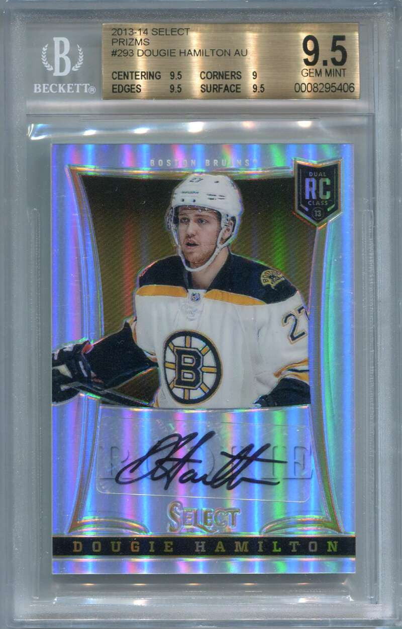 2013-14 Select Prizms Silver 293 Dougie Hamilton Rookie Auto 77/99 BGS 9.5 10