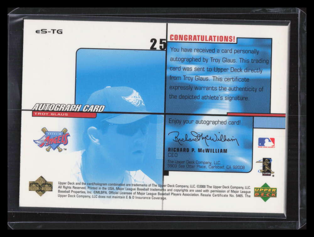 2001 Upper Deck eVolve Autograph ESTG Troy Glaus Auto 148/200