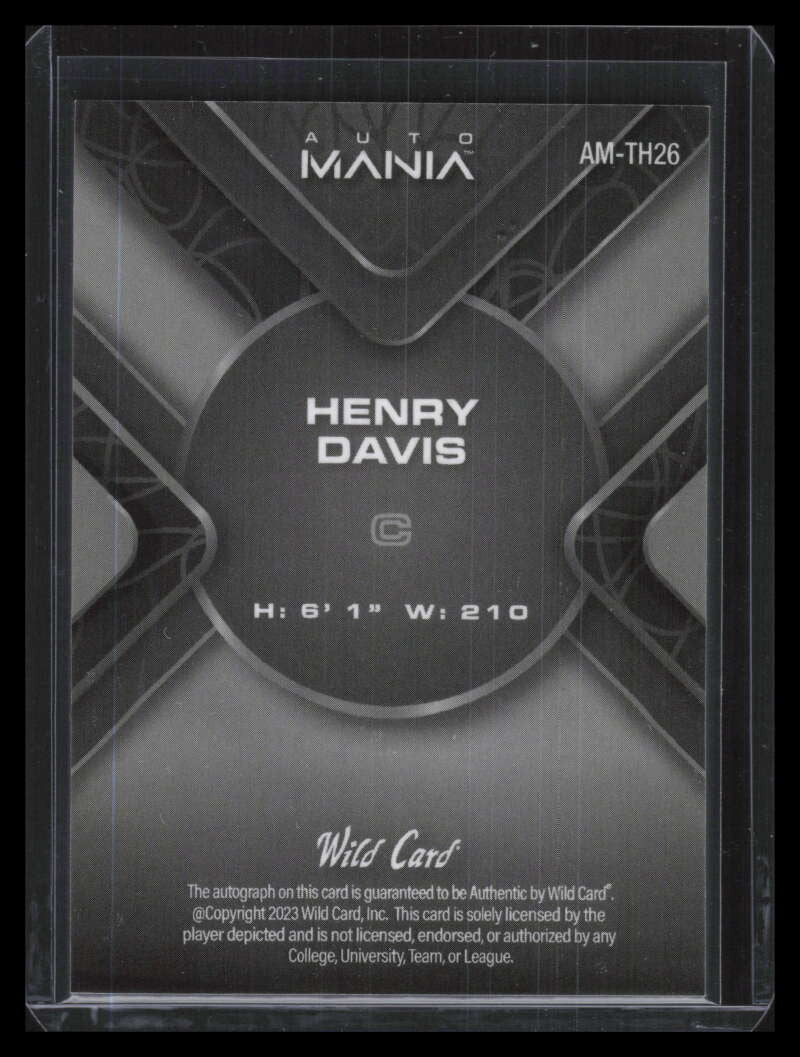DELETE 133502 2023 Wild Card Auto Mania Orange amth26 Henry Davis Rookie Auto 32/50