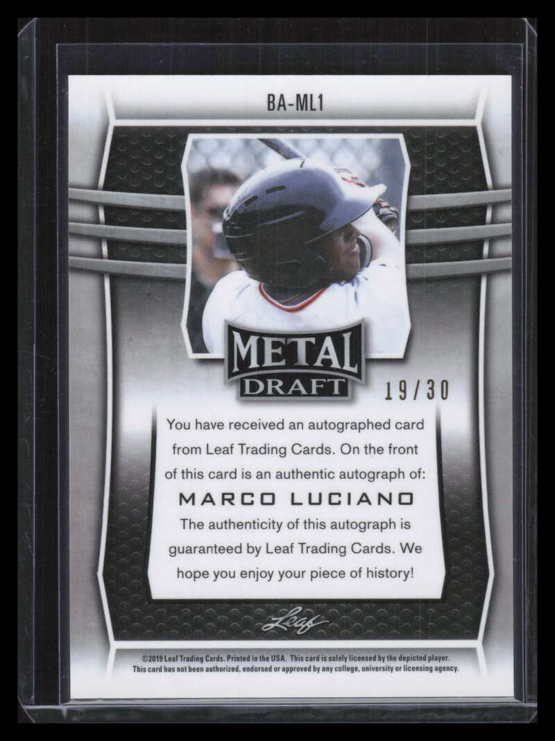 DELETE 133529 2019 Leaf Metal Draft Silver Wave baml1 Marco Luciano Rookie Auto 19/30