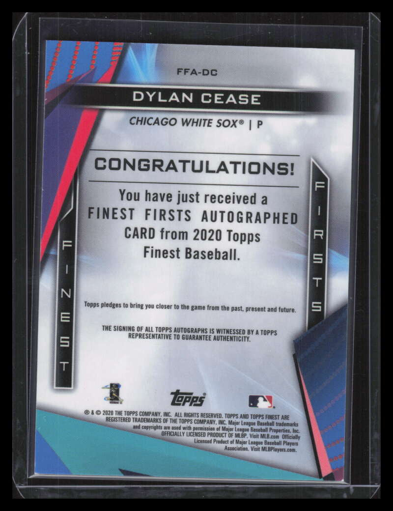 SOLD 133531 2020 Finest Firsts Autographs Green Wave Refractor Dylan Cease Rookie Auto 59/99