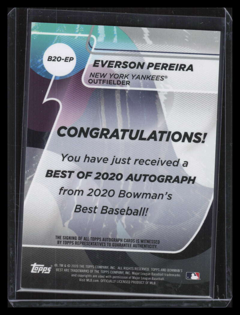 DELETE 133544 2020 Bowman's Best Best of '20 Autographs b20ep Everson Pereira Rookie Auto