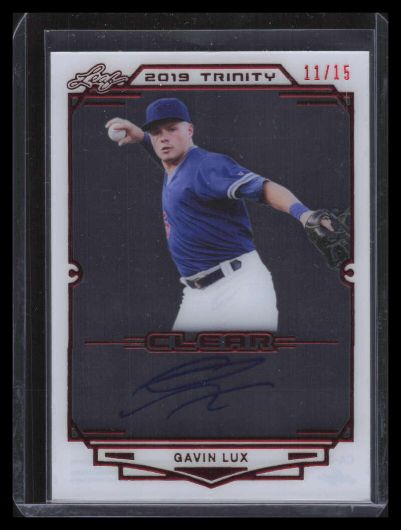2019 Leaf Trinity Clear Autographs Red cagl1 Gavin Lux Rookie Auto 11/15