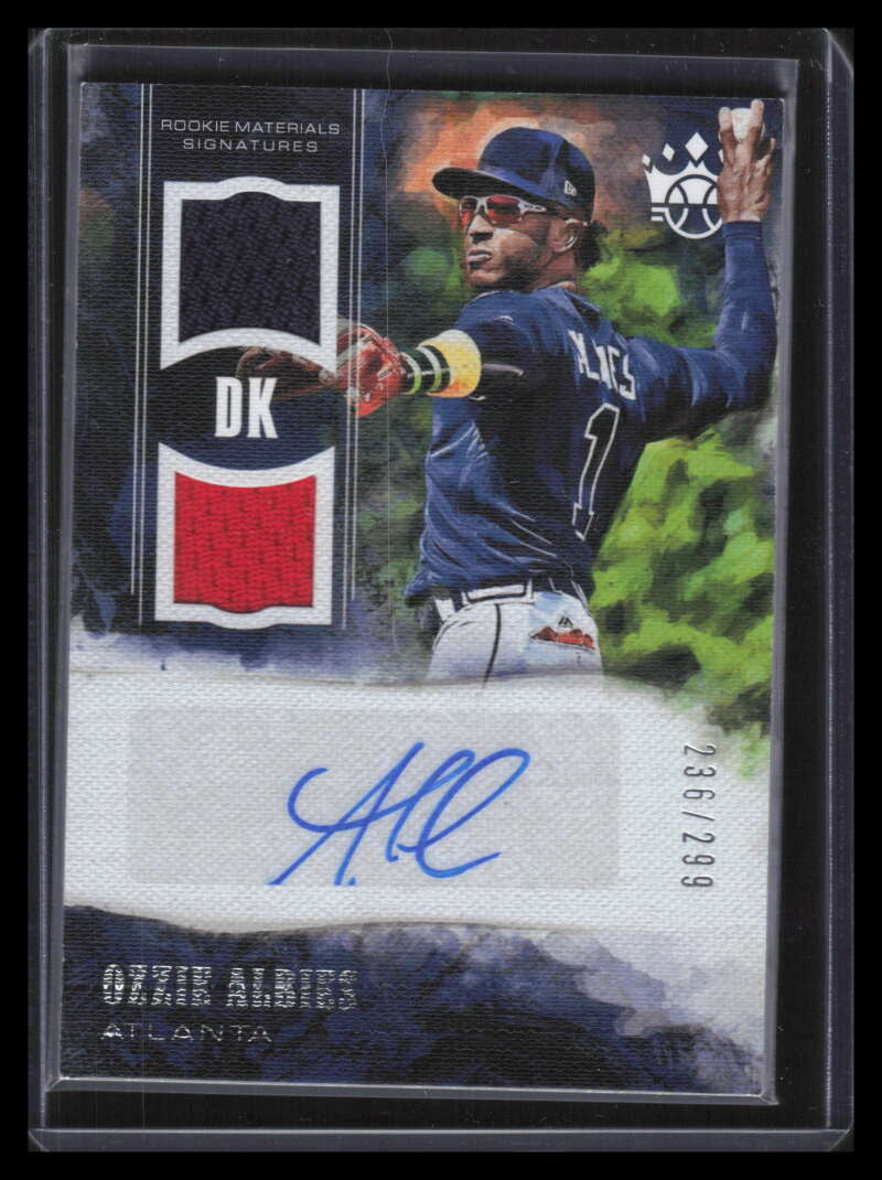 2018 Diamond Kings DK Signatures 28 Ozzie Albies Rookie Dual Jersey Auto 236/299