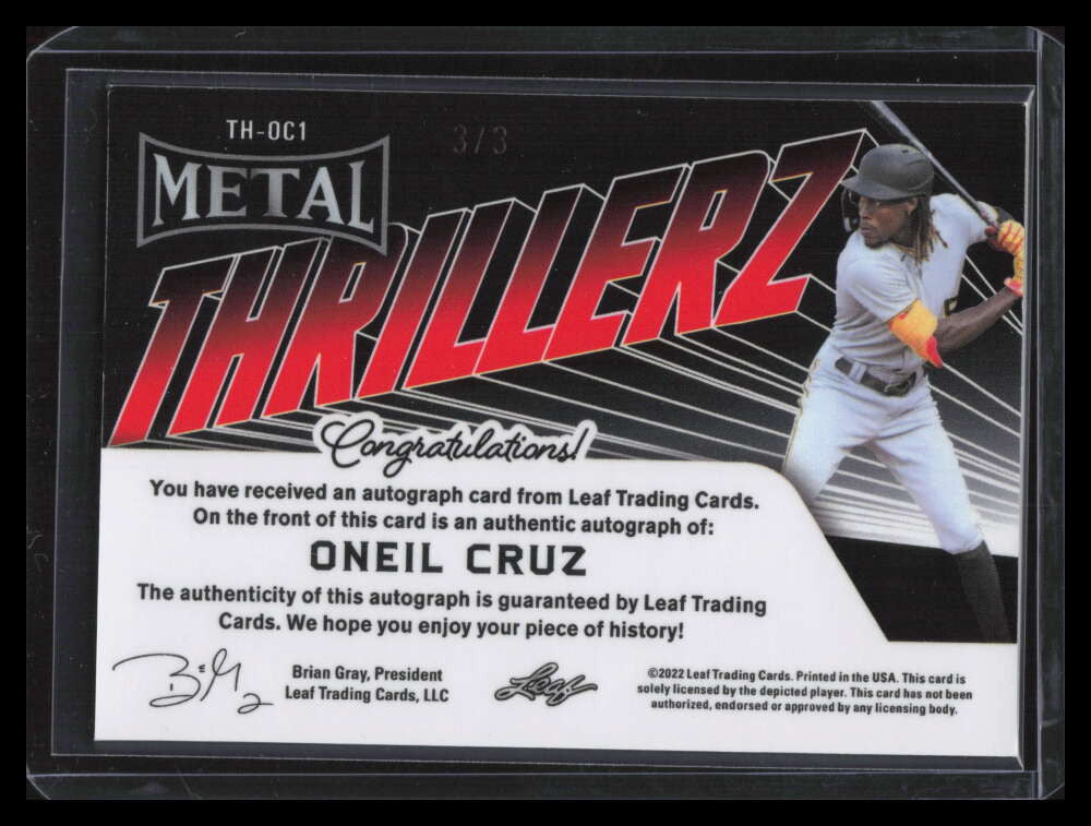 2022 Leaf Metal Thrillerz Giraffe Crystals thoc1 Oneil Cruz Rookie Auto 3/3