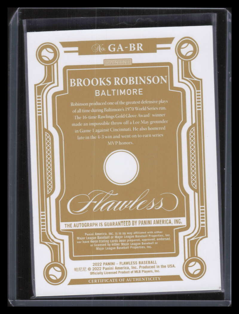 2022 Panini Flawless Greats Autographs Ruby 3 Brooks Robinson Auto 8/20