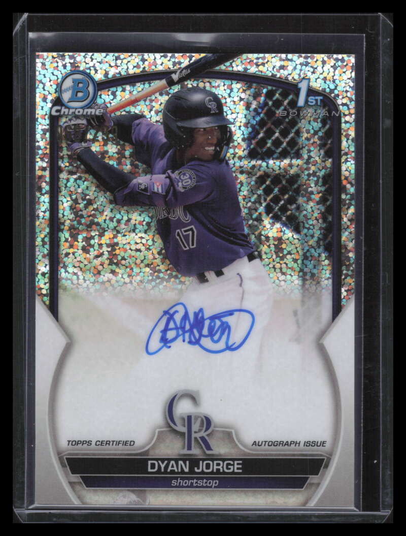 2023 Bowman Chrome Autographs Speckle Refractor Dyan Jorge Rookie Auto 68/299