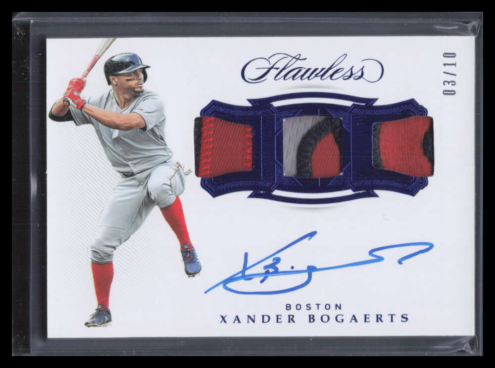 2019 Panini Flawless Signatures Sapphire Xander Bogaerts Triple Patch Auto 3/10