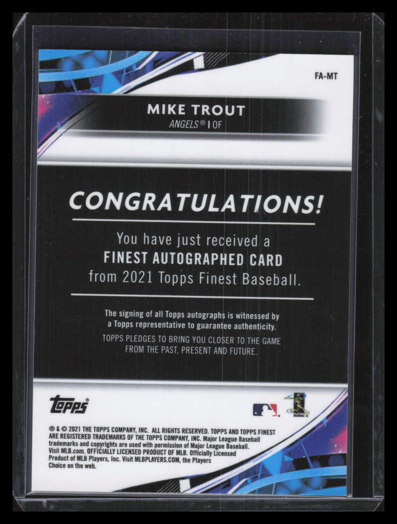 2021 Finest Autographs Red Refractor FAMT Mike Trout Auto 2/5