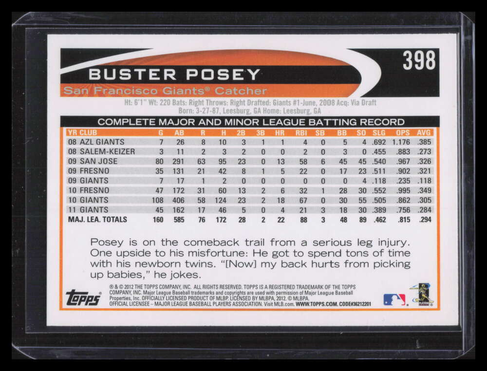 2012 Topps Target Red Border 398 Buster Posey