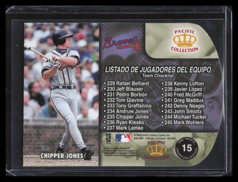 1998 Pacific Team Checklists 15 Chipper Jones Greg Maddux