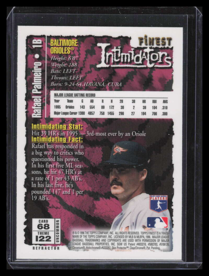 SOLD 133728 1996 Finest Refractor 68 Rafael Palmeiro Silver Uncommon