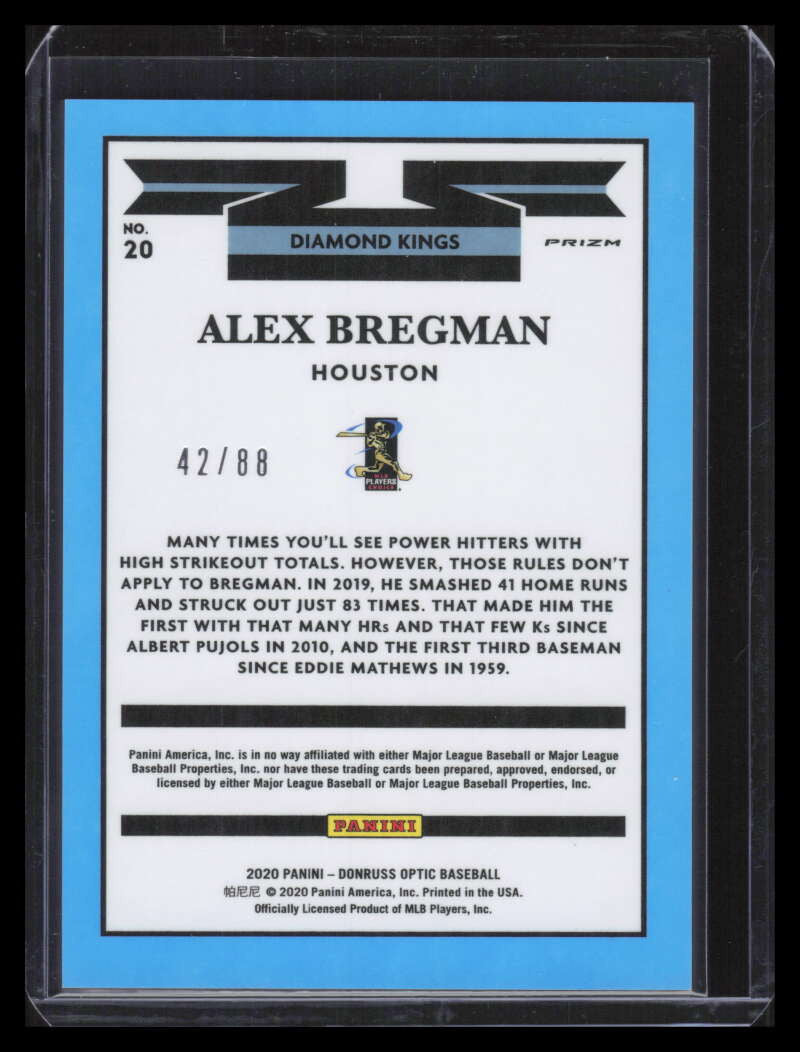 2020 Donruss Optic Red Dragon Refractor 20 Alex Bregman DK 42/88 Diamond Kings