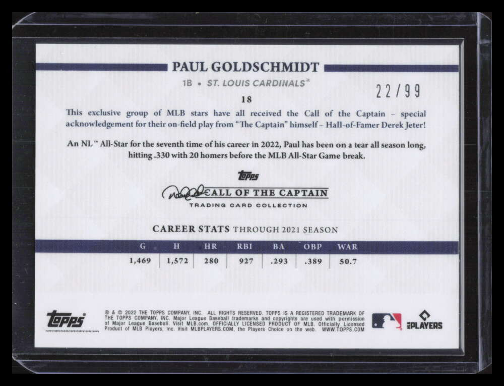 2022 Topps X Derek Jeter Call of the Captain Silver 18 Paul Goldschmidt 22/99