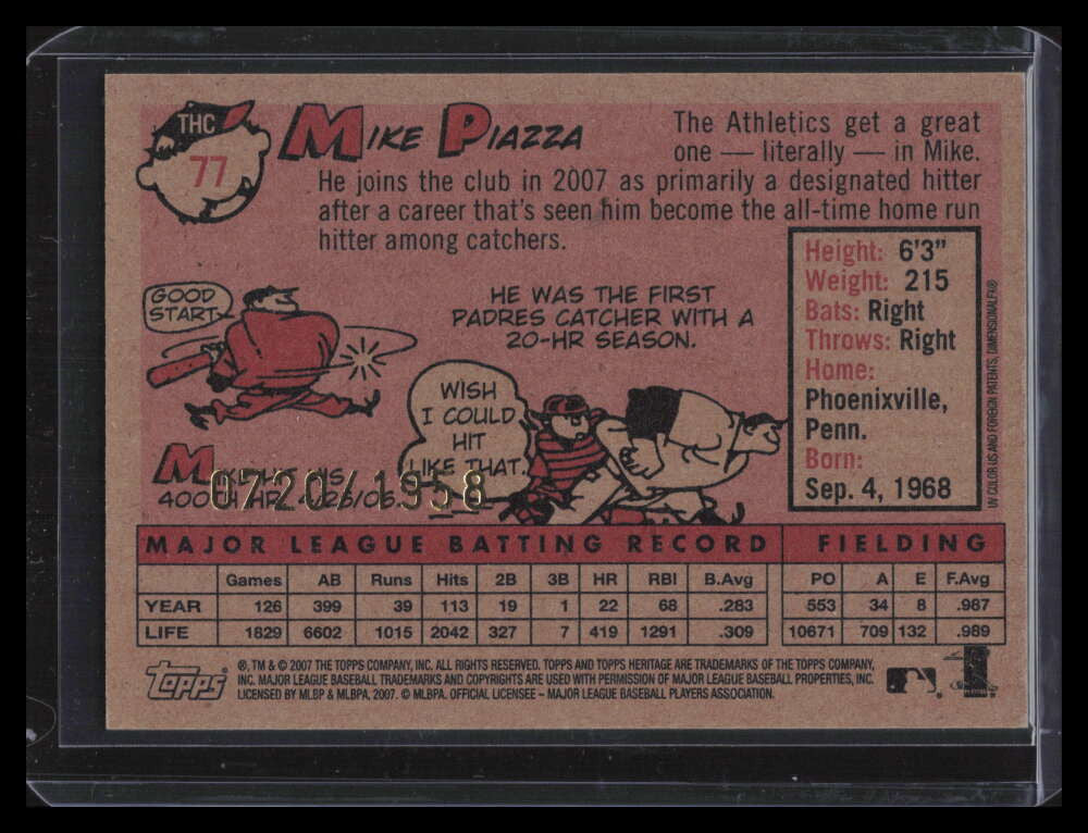 2007 Topps Heritage Chrome thc77 Mike Piazza 720/1958