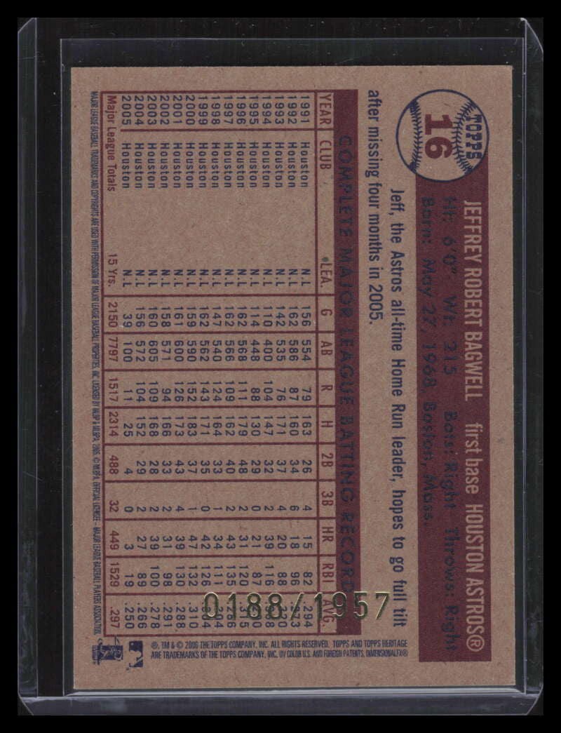 2006 Topps Heritage Chrome 16 Jeff Bagwell 188/1957
