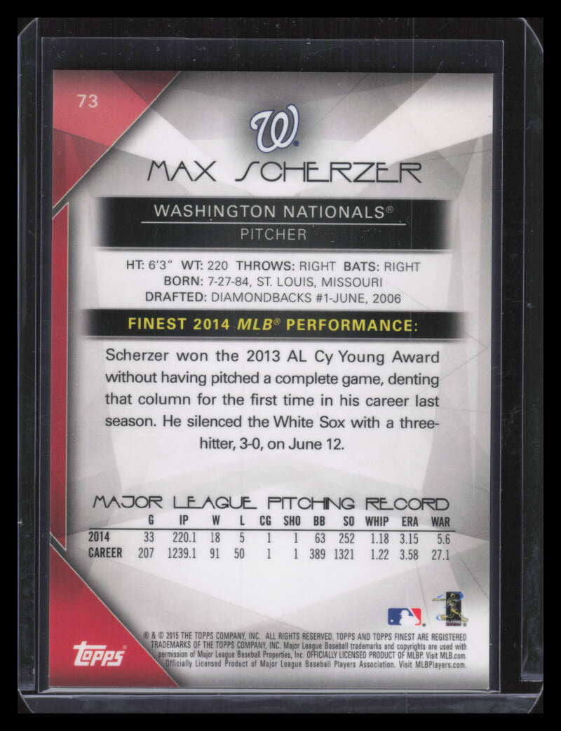 2015 Finest Green Refractor 73 Max Scherzer 83/99