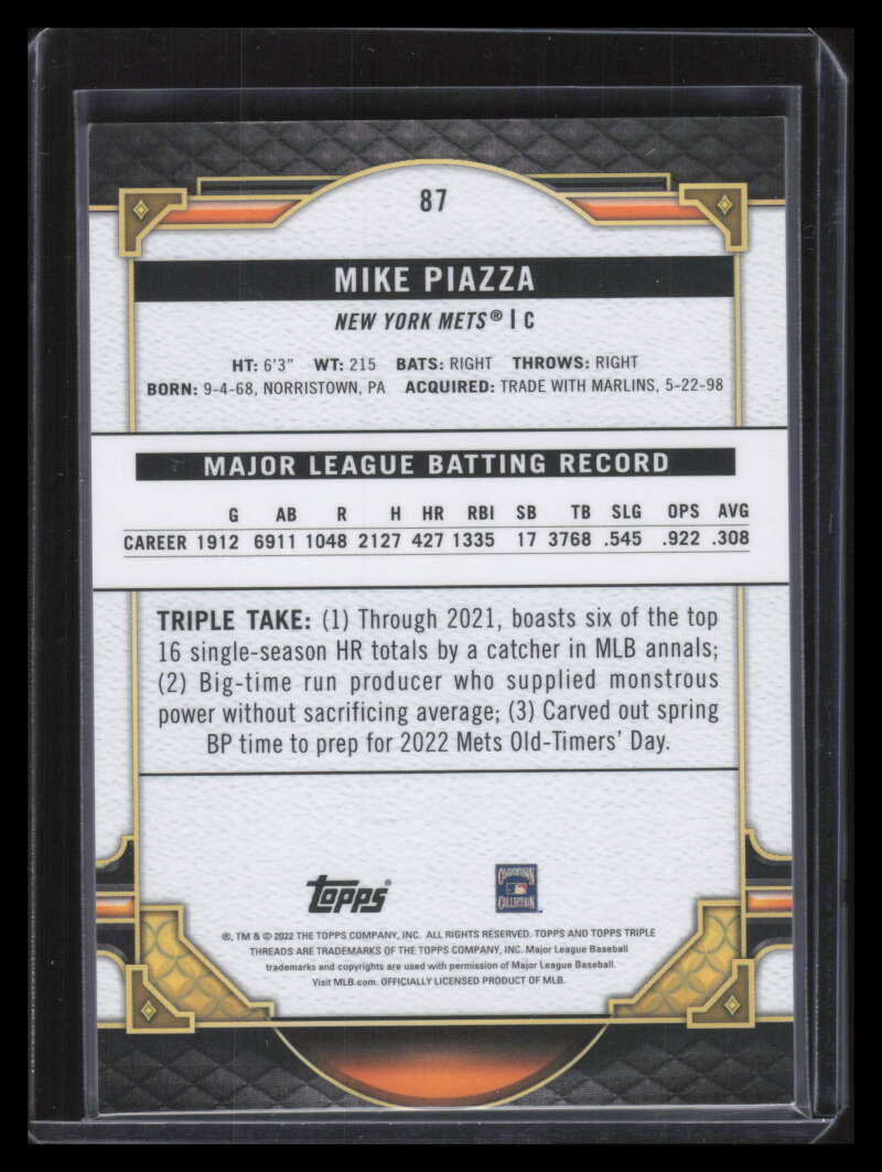2022 Topps Triple Threads Citrine 87 Mike Piazza 30/75