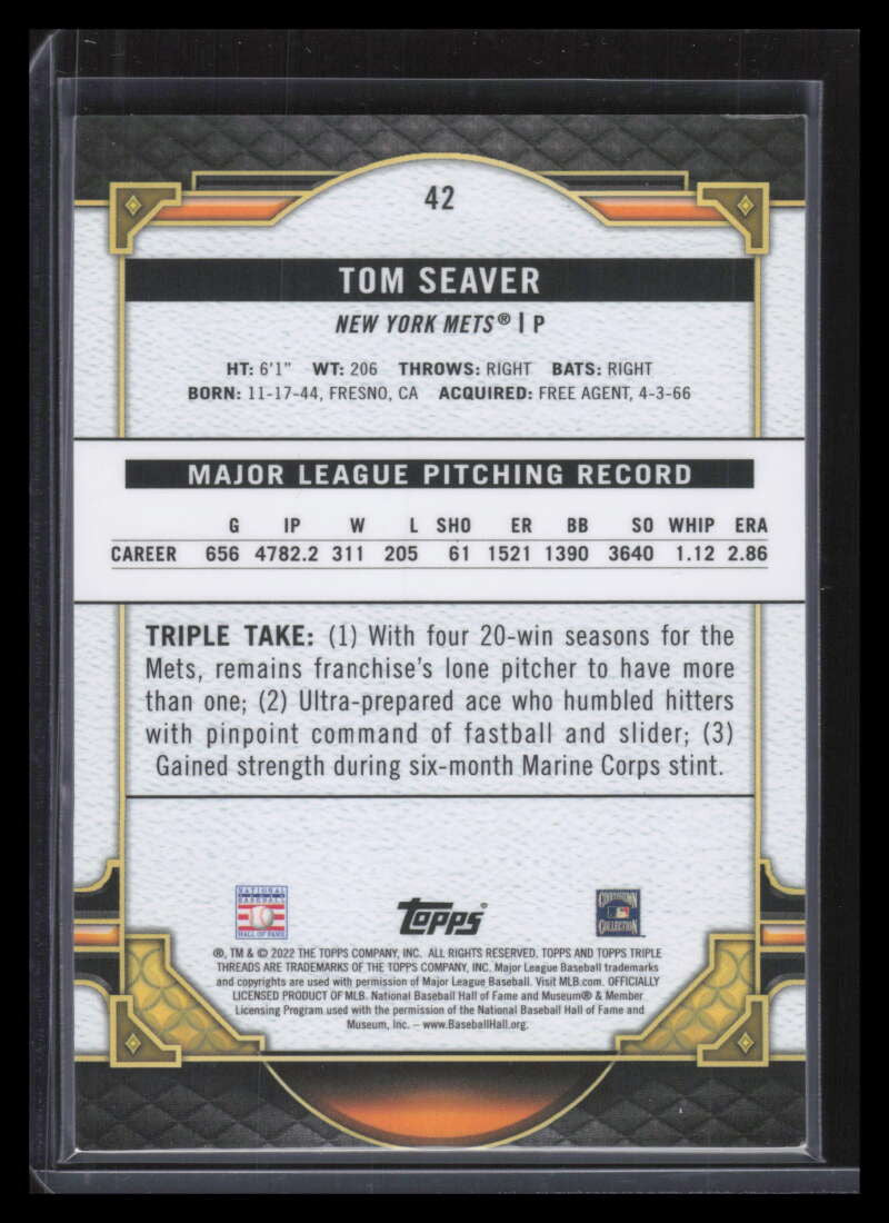 2022 Topps Triple Threads Tourmaline 42 Tom Seaver 70/125